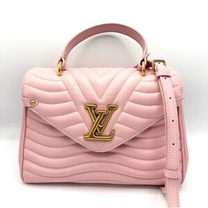 LOUIS VUITTON Rare Pink New Wave Top Handle Pink Quilted Shoulder Bag Gold LV